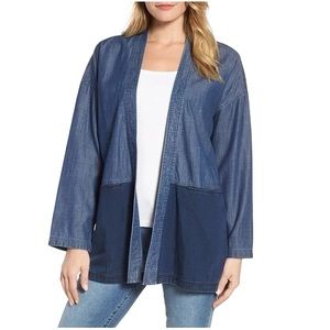 Eileen Fisher Tencel Organic Cotton Denim Kimono Jacket